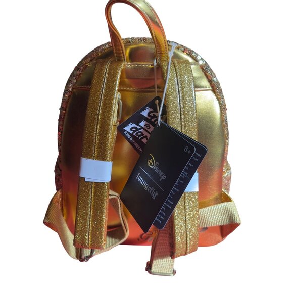 Disney Loungefly Beauty & The Beast Lumiere Mini Backpack With Sequins & Gold Ac - Picture 4 of 6